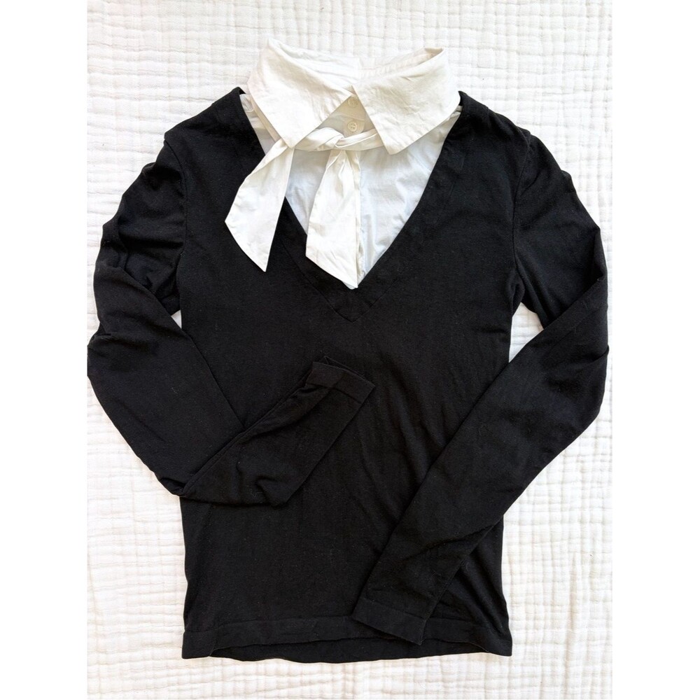 Wolford Small Two-In-One Layered Knit Pullover Quiet Luxury Preppy Top